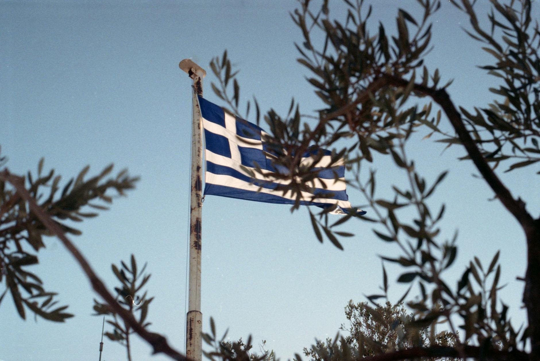 greek flag on pole